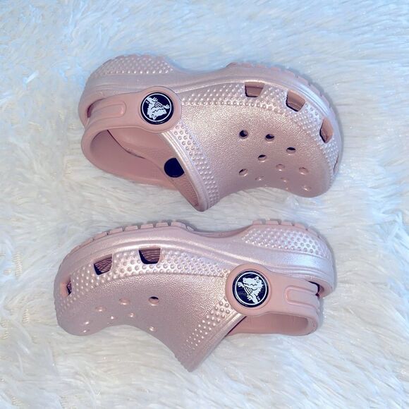 Crocs Clogs Classic Glitter Ballerina Coquette Rosegold Pink Infant Baby Size 5 - Picture 5 of 11